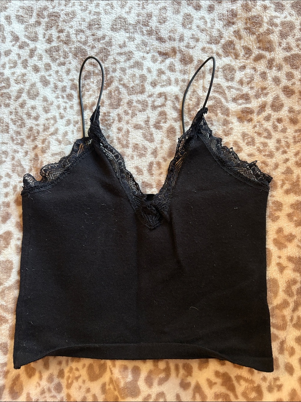 SHEIN Black Lace-Trim Cami Top